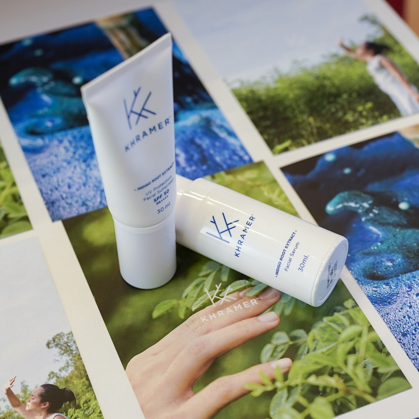 ผลิตภัณฑ์ครีมกันแดดและซีรั่มจากสารสกัดรากคราม